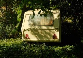 old motorhome in the garden, camping